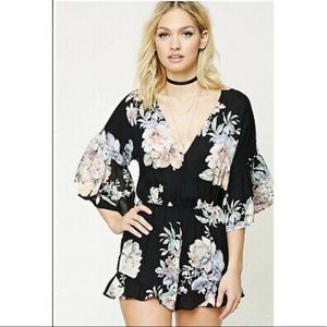 Forever 21 Floral Surplice Romper